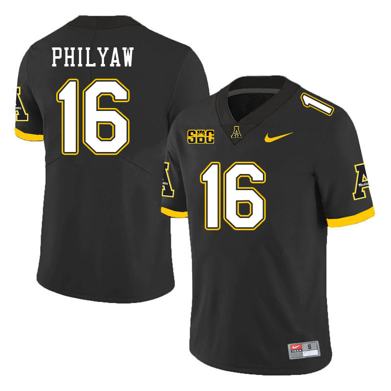 Men #16 Omari Philyaw Appalachian State Mountaineers College Football Jerseys Stitched Sale-Black